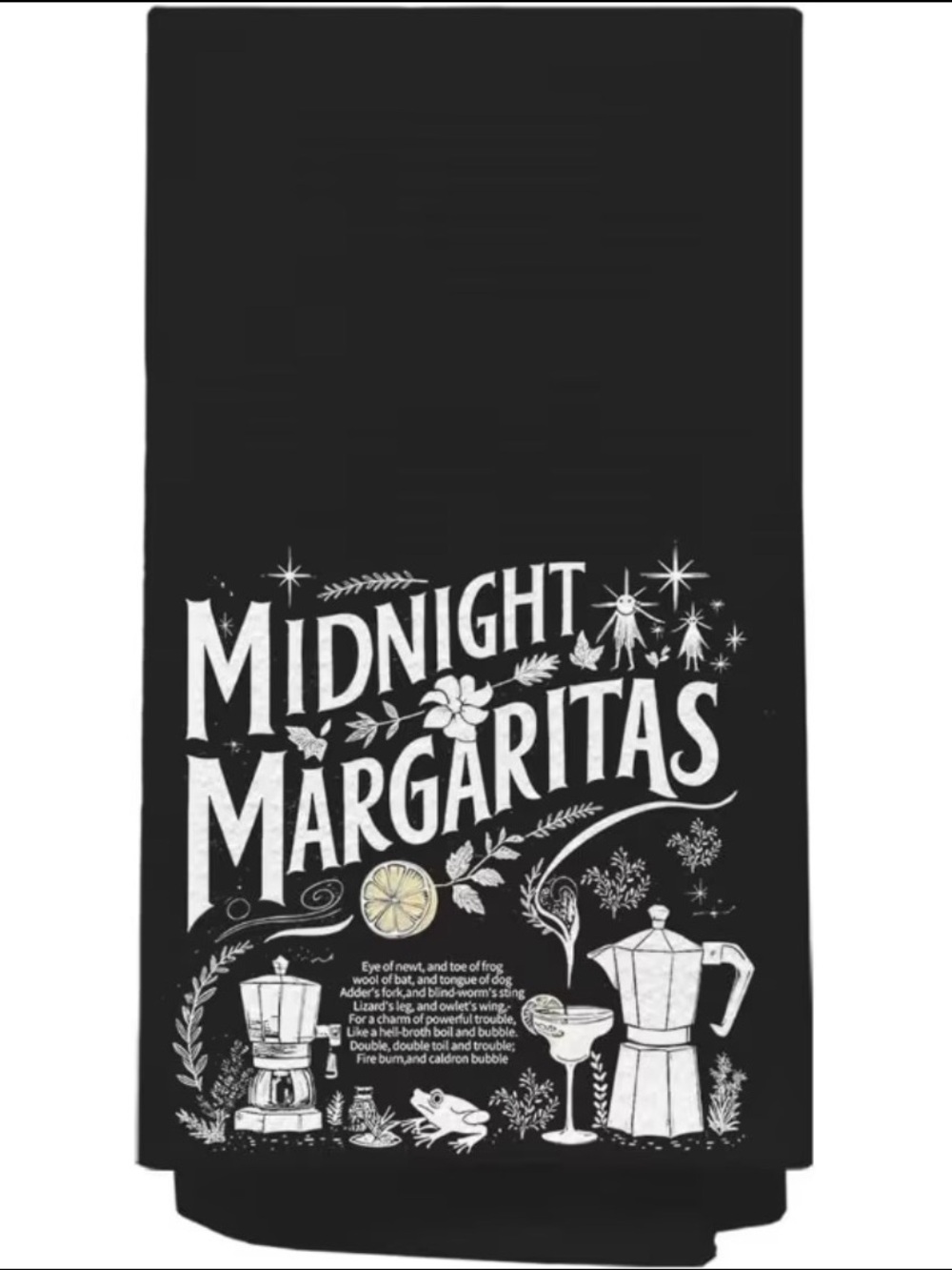 (2pk) Midnight Margaritas Black Graphic Kitchen Towel. Practical Magic inspired